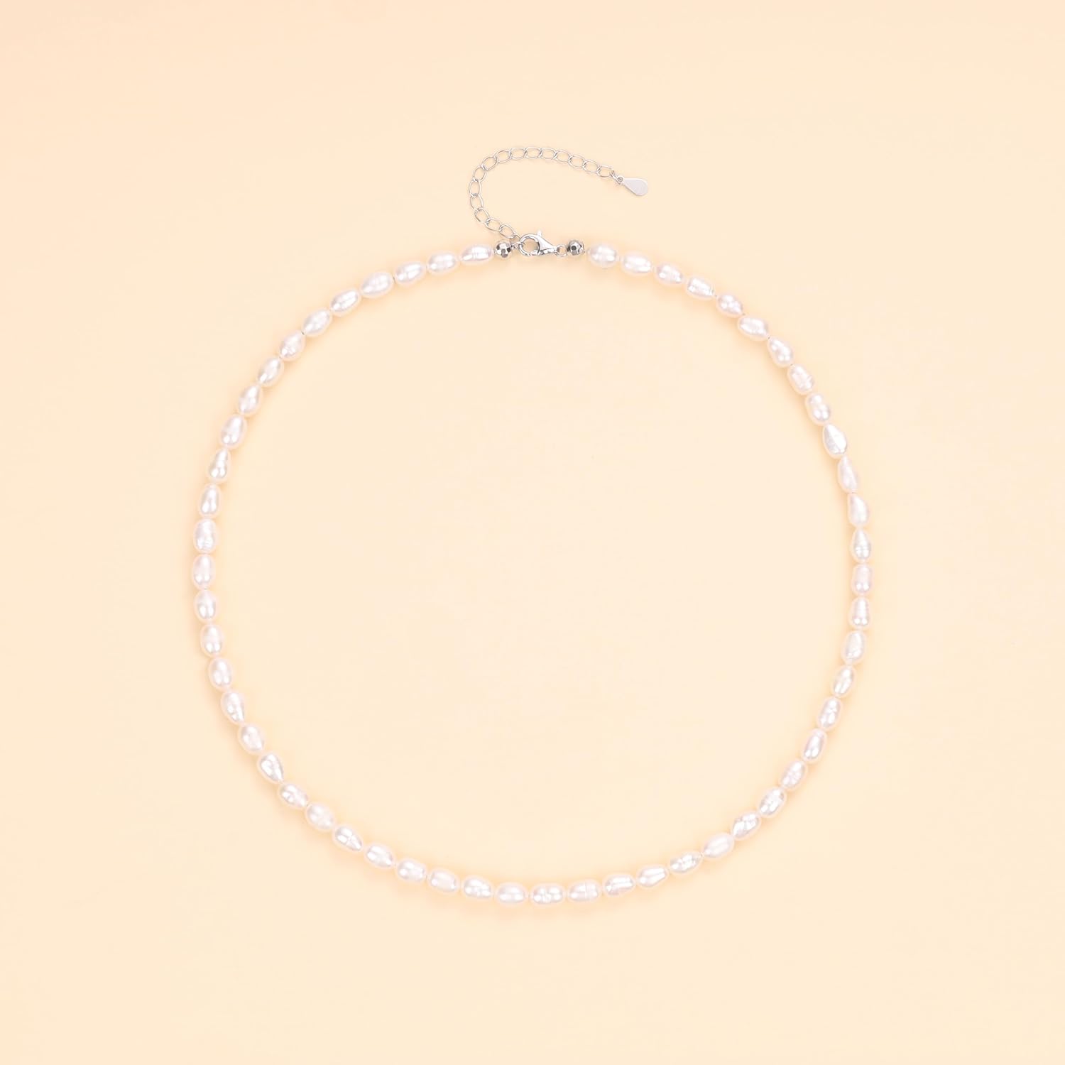 COAI 925 Sterling Silver Pearl Strand Necklace for Women, Beaded Necklace for Women