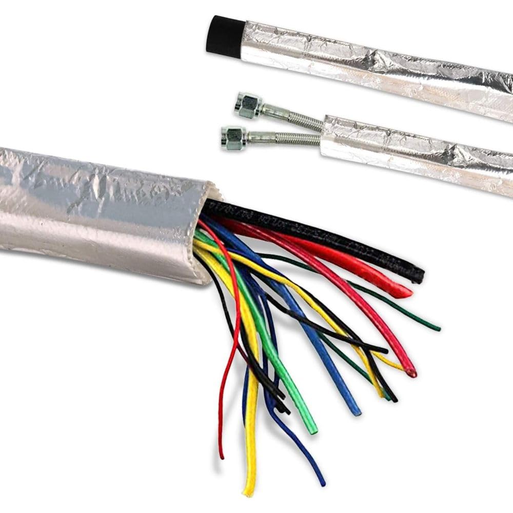 Fuel Line Heat Shield heat wrap for wires fuel line heat shield sleeve hose heat shield sleeve - Heat Radiant and Prevent Vapor Lock Heat Shield for Brake Cable/Fuel Line/Spark Plug (1/2''I.D.- 138'')