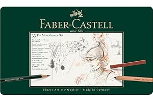 Faber-Castell 112977 Pit Monochrome Pastel Pencils 60 Artist Colored Pencils, Grayscale, High...