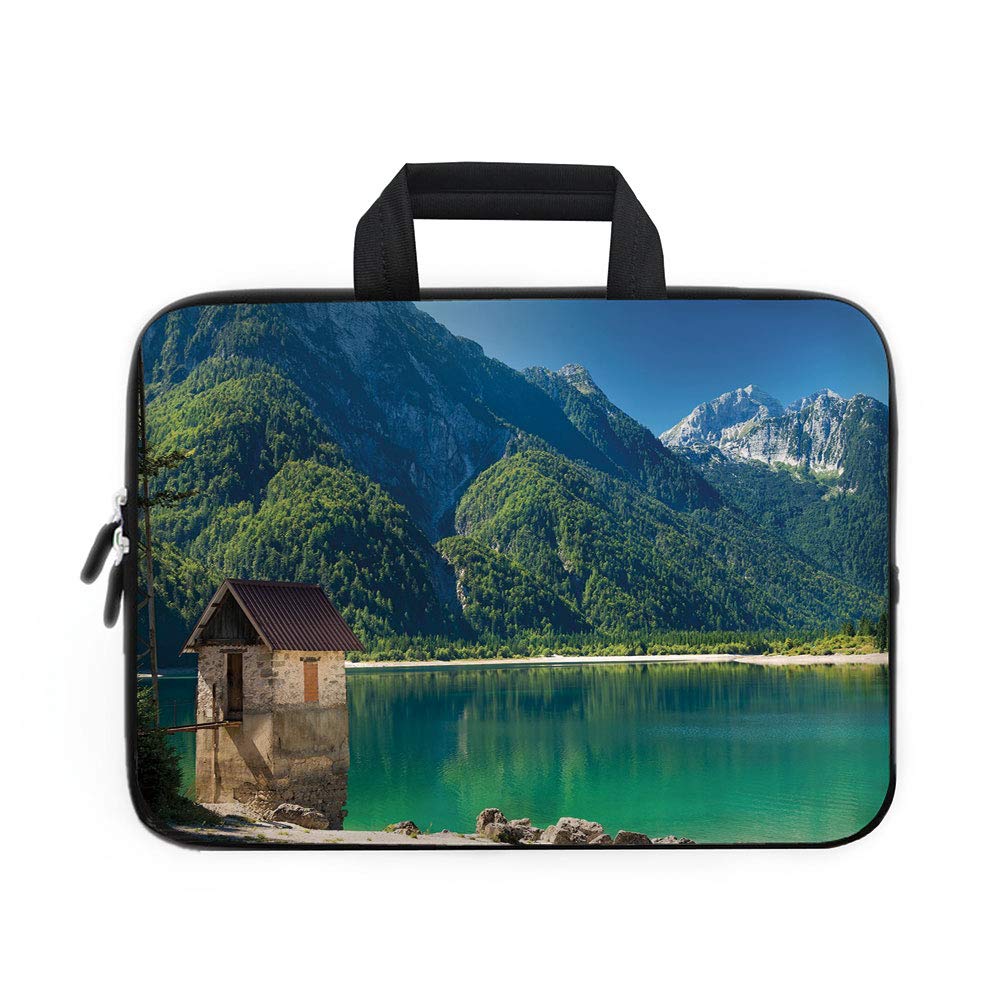 Italy Laptop Carrying Bag Sleeve,Neoprene Sleeve Case/Predil Alpine Lake North Italy Slovenian Border Julian Alps Idyllic Scenery Decorative/for Apple Macbook Air Samsung Google Acer HP DELL Lenovo As