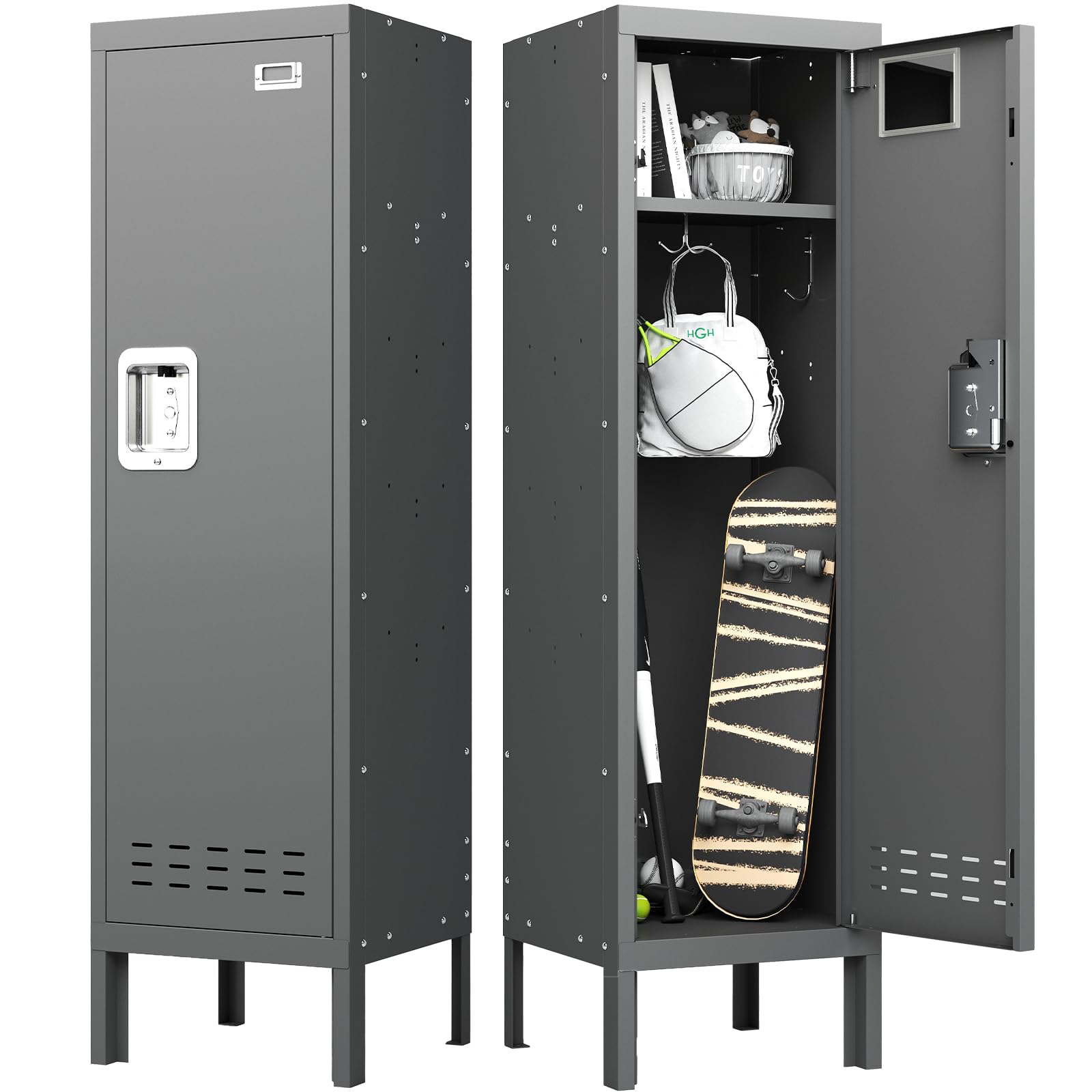 BUTISOW Metal Kids Locker,Metal Cabinet Storage Lockers,Lockable for Employees with Door,54" Height Steel Locker,Lockable Steel Locker for Children's Room, Playroom, School,Gym