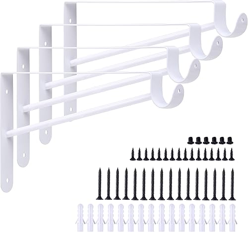 Paquete de 4 soportes de barra de armario resistentes, soporte de barra de metal montado en la pared, soportes de estante de armario para armario,