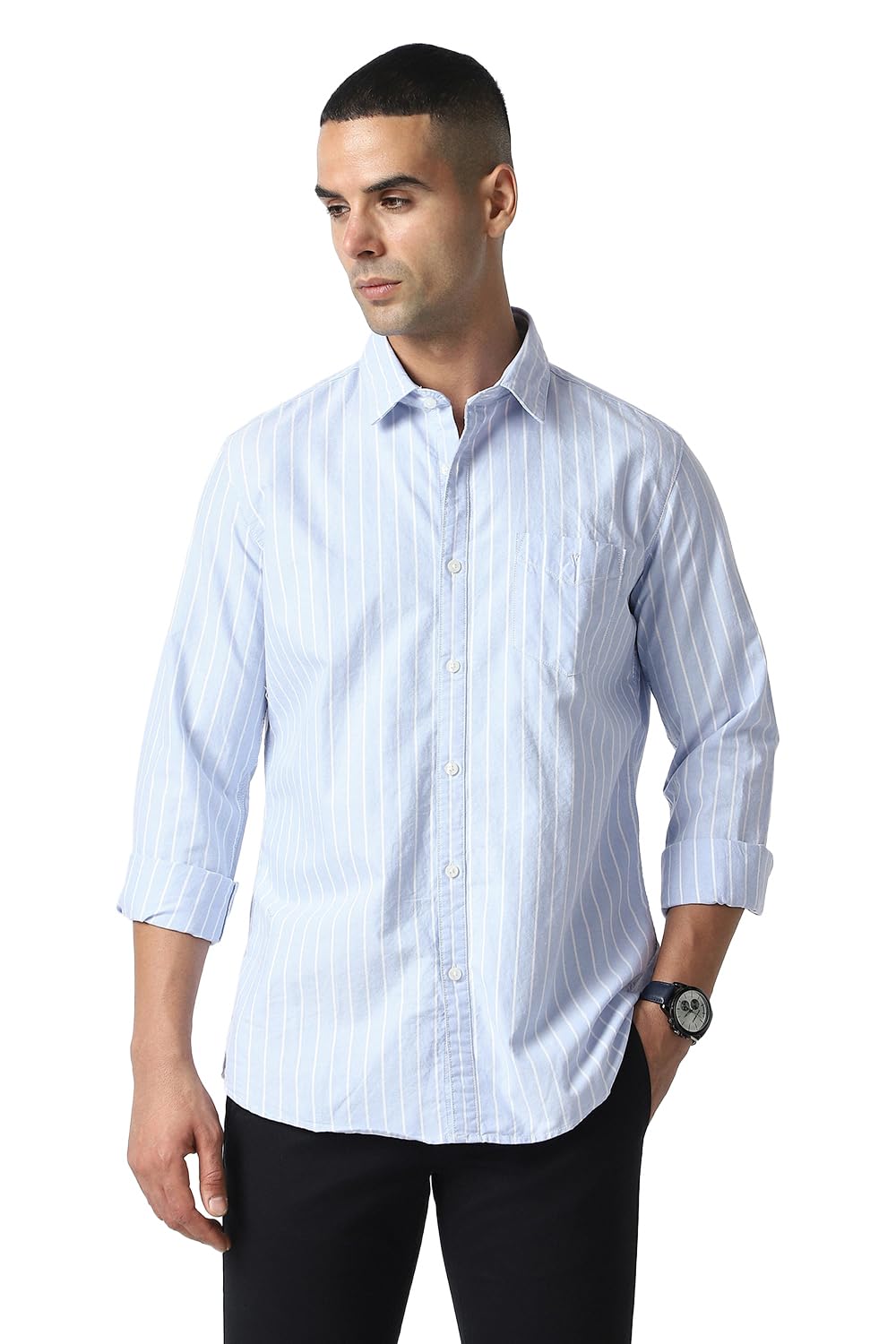 van heusen Men's Casual Oxford Stripes Shirts| Effortless Ironing | Superior Fit-picture-28