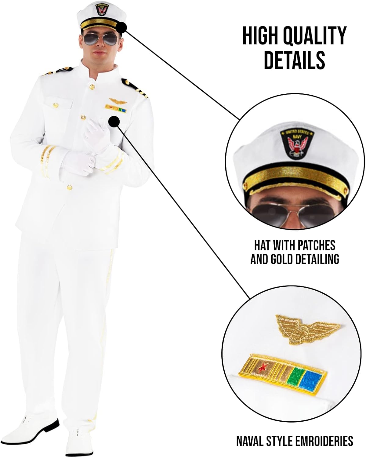 Morph Sailor Costume Men, Captain Outfit, Mens Sailor Costumes, Yacht Captain Costume, Halloween Costumes For Men - Image 3