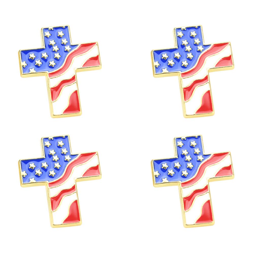 Amerykańska przypinka do klapy 4 szt. amerykańska flaga broszka Amerykański Dzień Niepodległości Krzyż Przypinka do klapy Flaga USA Patriotyczna biżuteria na 4 lipca Akcesoria kostiumowe Amerykańska