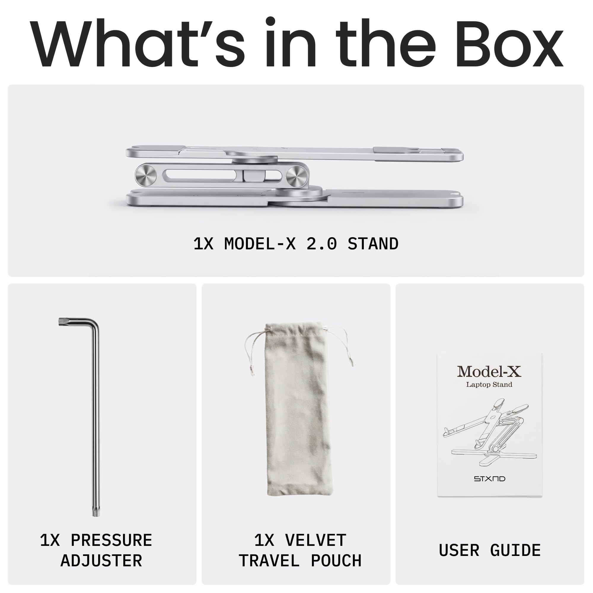 Model-X 2.0 - Soporte para computadora portátil, altura ajustable, soporte giratorio de 360 grados, soporte plegable de aluminio para MacBook Pro Air de 10 a 17 pulgadas (blanco polar)