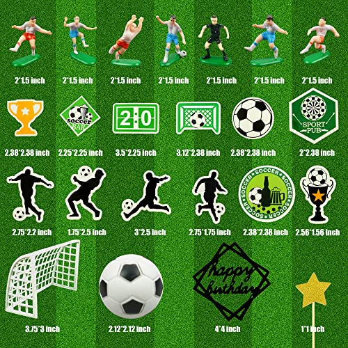 25Pcs Soccer Cake Topper Soccer Cupcake Topper Soccer Team Player Goalie Plastic Ball Star Goal Trophy Decorations For Soccer Themed Party Boys Birthday Party Men Decorations #TOP1