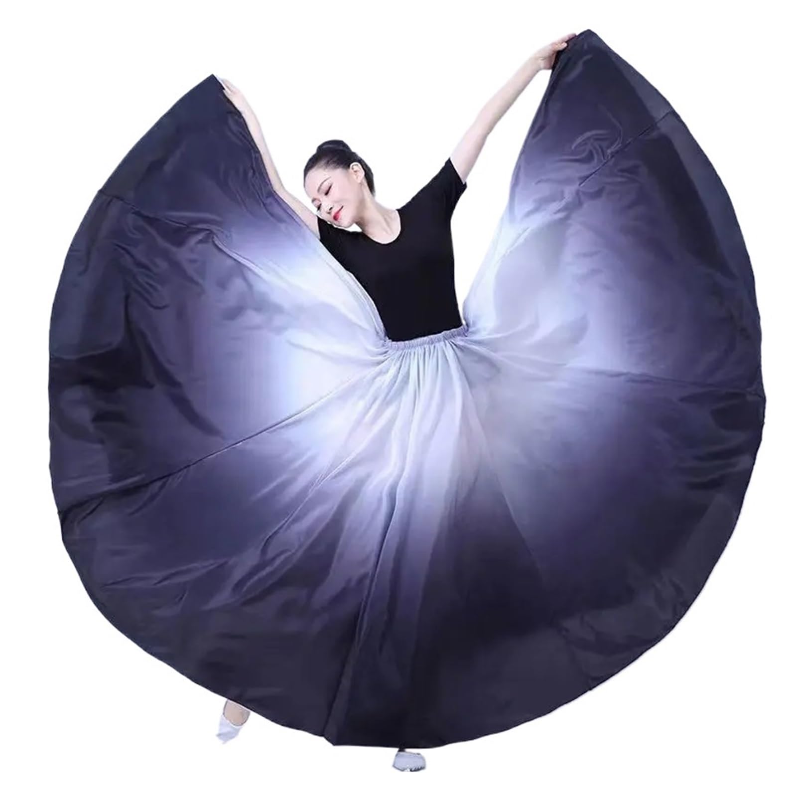 Falda larga para practicar danza, Falda de baile swing for mujer, multicolor, 180-720 grados, 60-90 cm