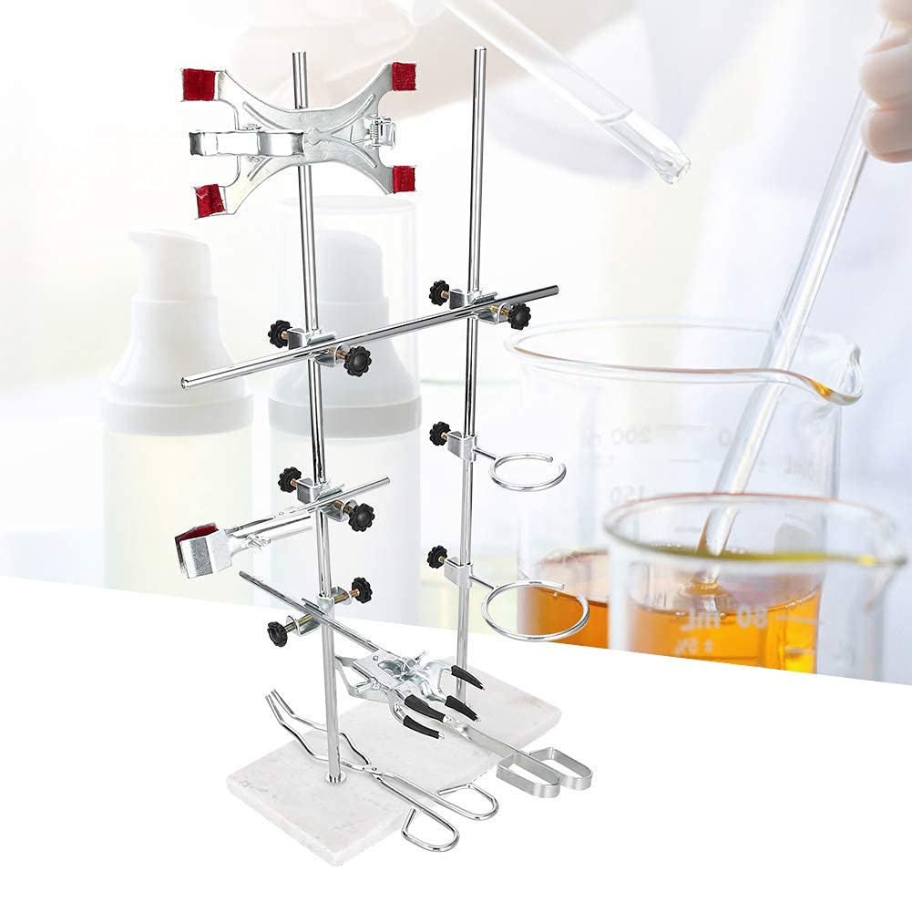 PATIKIL Support Laboratoire 16 Pouces Avec Pince Et Anneaux - Kit Complet Chimie Noir