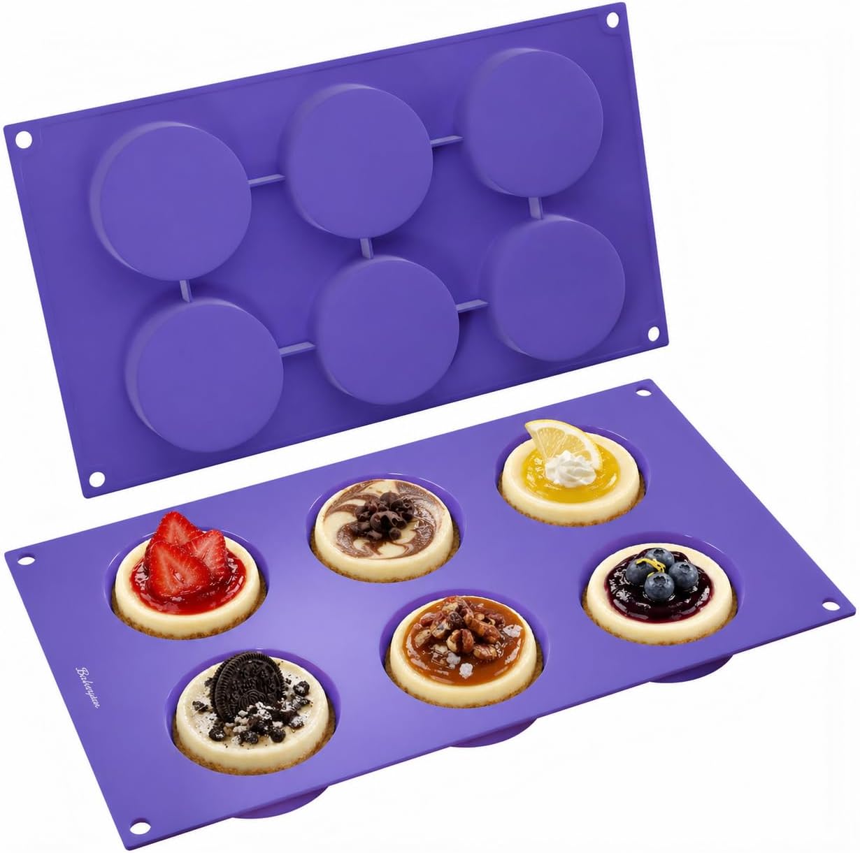 Silicone Round Baking Molds 2.5" - Set of 2 Nonstick Molds for Muffin Tops, Whoopie Pies, Mini Tarts, Mini Cheesecakes, Cookies & Eggs - BPA-Free