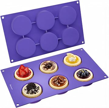 Bakerpan Silicone Round Baking Molds 2.5" - Set of 2 Nonstick Molds for Muffin Tops, Whoopie Pies, Mini Tarts, Mini Cheesecakes, Cookies & Eggs - BPA-Free