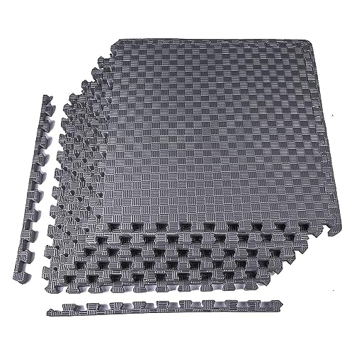 Image of BalanceFrom Puzzle Exercise Mat 1 inch Thick, EVA Interlocking Foam Floor | Tiles for Home Gym, Mat for Home Workout Equipment, Floor Padding for Kids, Gray, 24 in x 24 in x 1 in, 24 Sq Ft - 6 Tiles