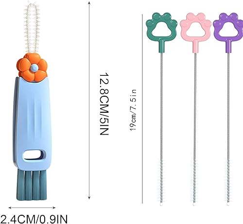 Miniatura 9 de Limpiador multifuncional 3 en 1 para tapas de tazas, juego de cepillos de limpieza de hendiduras para espacios reducidos, biberones y más, portátil