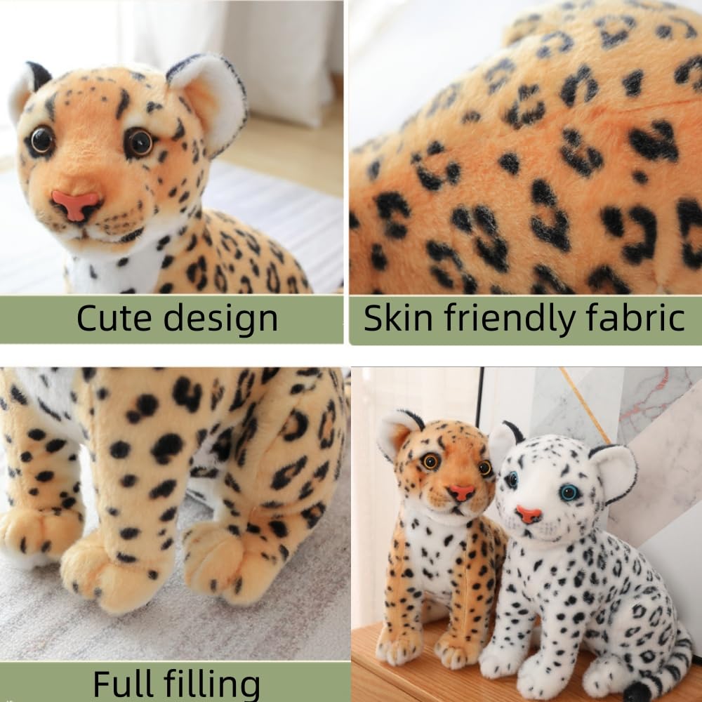 OUKEYI Cheetah Plush Toy,9inches/23cm Cute & Lifelike Leopard Doll Stuffed Animal Plush Toy Pillow,Gifts for Boys and Girls (Brown) - Image 4