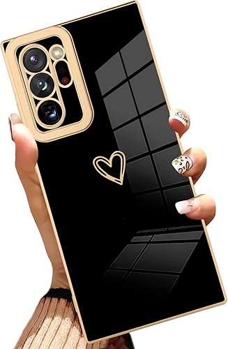 AIGOMARA Funda compatible con Samsung Galaxy Note 20 Ultra con diseño de corazón, cubierta negra, protección a prueba de golpes, antiarañazos, TPU