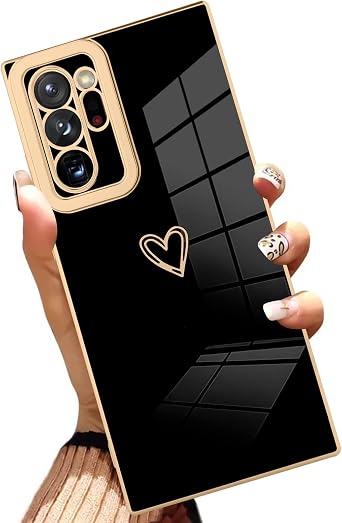 AIGOMARA Case Made for Samsung Galaxy Note 20 Ultra 6.9 Inch, Black Heart | Soft TPU, Flexible, Heart Design, Full Body Shockproof Protection, Anti-Scratch, for Women