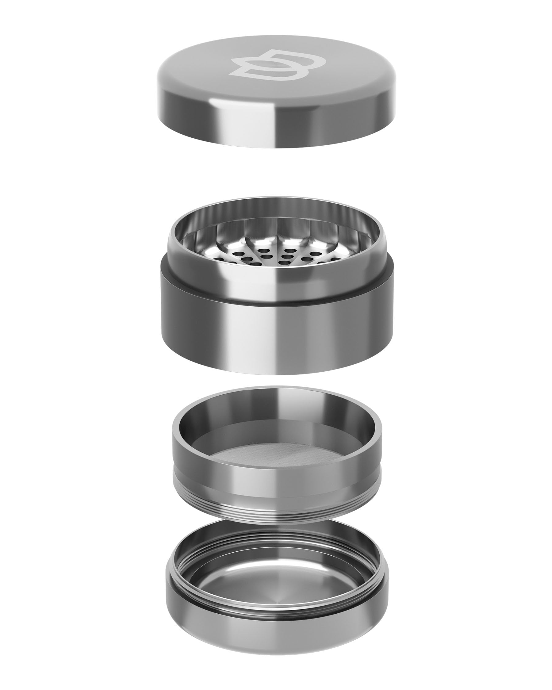 Bloomint Apollo toothless Grinder Edelstahl, 63 mm, 4-Teiliger Premium Grinder zahnlos - Für Kräuter, Gewürze und Herb, Crusher mit Pollenfach