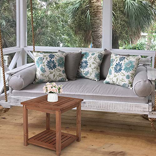 Outvita OV-SIDETABLE Patio Small Side Table, Acacia Wood 18 Inch Double-Deck Coffee Table thumb #5