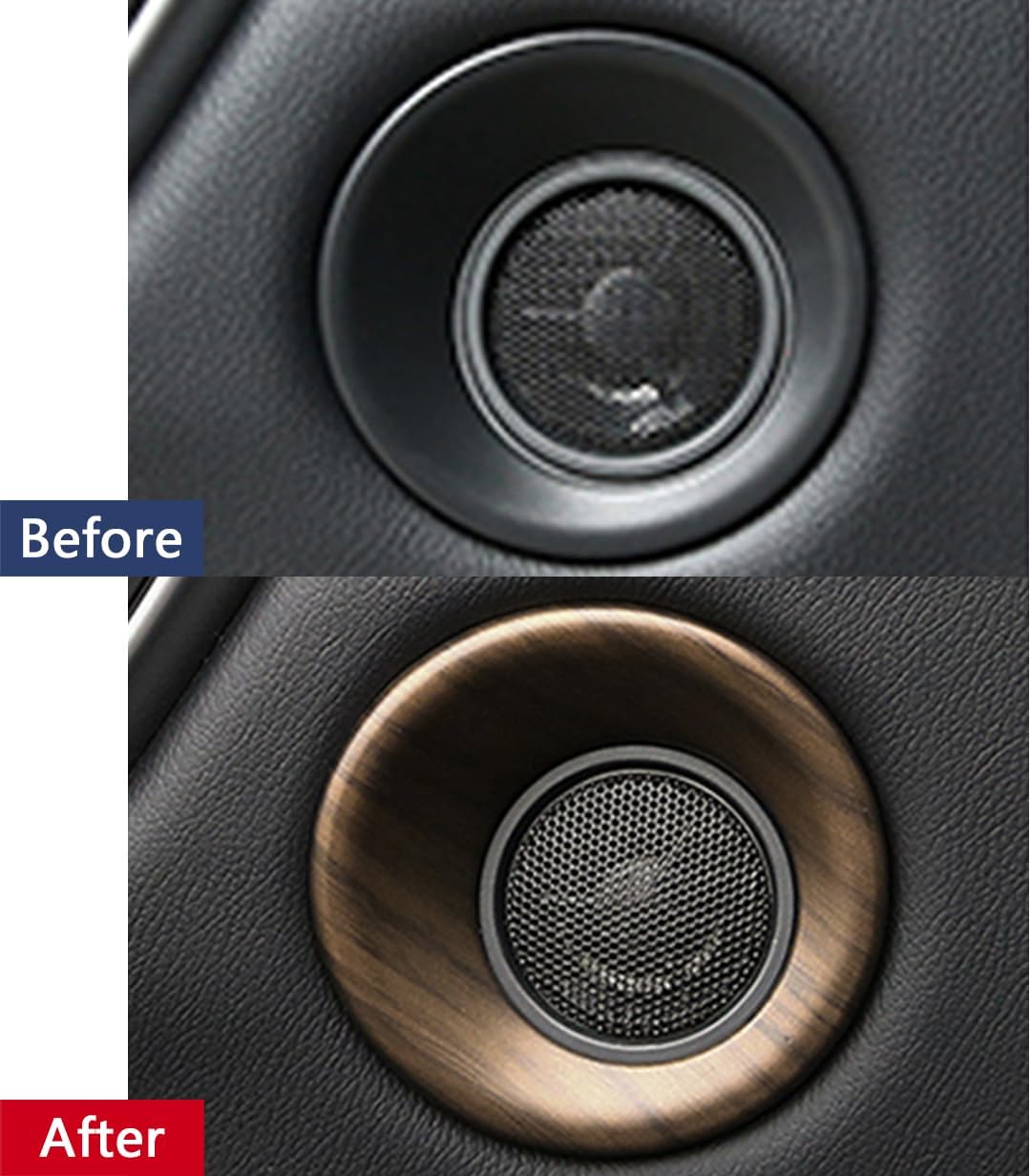Car Accessories Fit for Honda CR-V CRV 2017 2018 2019 2020 2021 2022 Rear Door Speaker Frame Cover Trim (Peach Wood) ABS 2 PCS