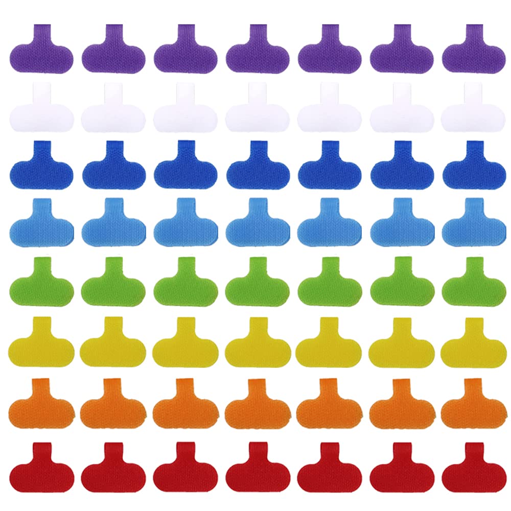 56 Pieces Self-Adhesive Cable Labels, Multi-Color Write On Cord Labels, Nylon Writable Oval Cable Tags, Hook and Loop Wire Tags for Cable Management and Organizer for Electronics, Computers