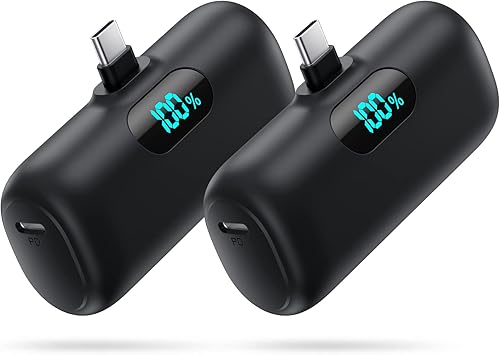 Miniatura 10 de [Paquete de 2] Cargador portátil para iPhone 17/16/15, Mini Power Bank 5000mAh PD USB C Cargador de teléfono portátil, Paquete de batería esencial