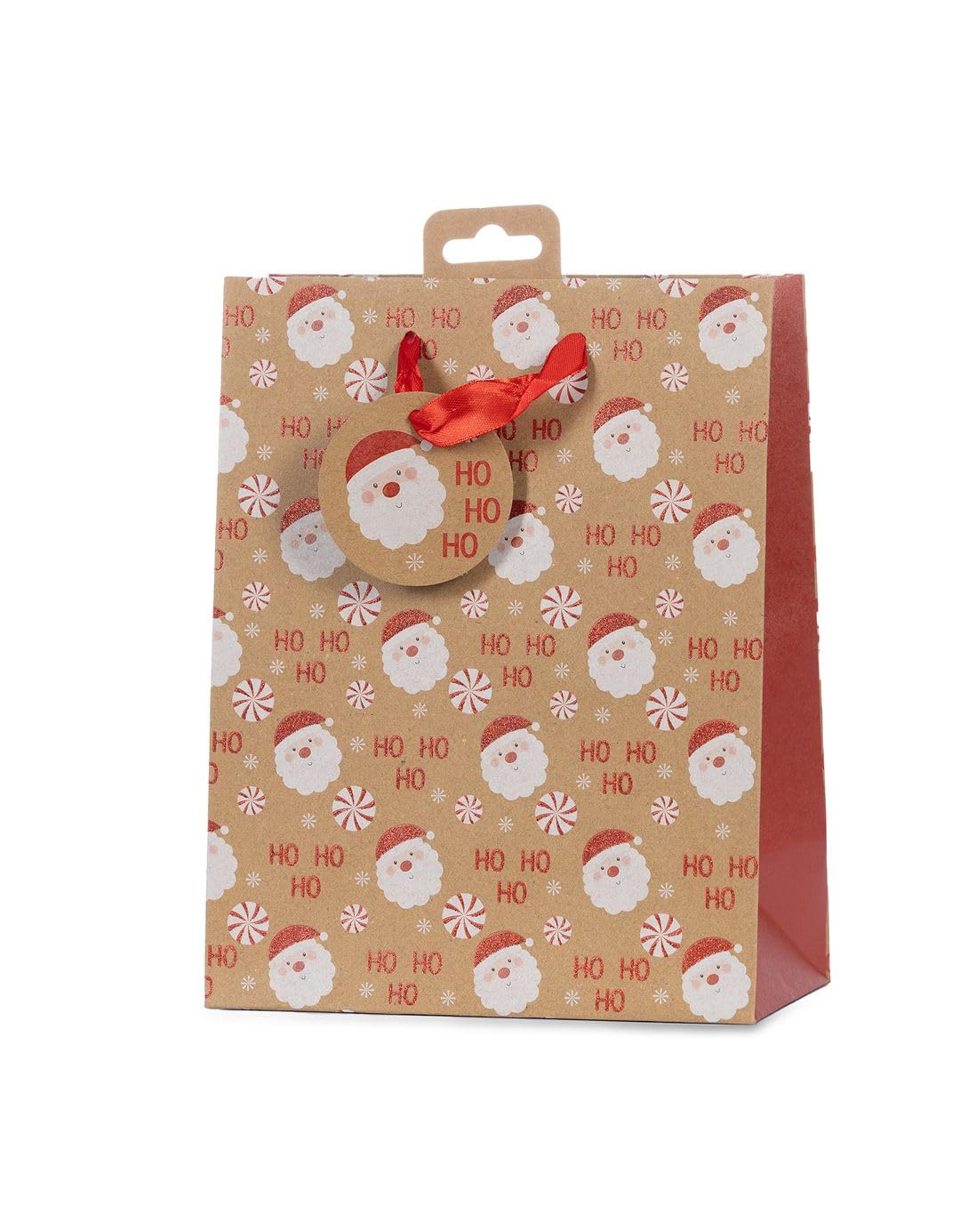 Laro Premium Line Geschenktüten Weihnachten/Kraftpapier/Braun/Rot 10/20/40/100stk Größe: H23x B18x T10x cm Medium, Anzahl:40, Muster Tüten:Weihnachten Kraftpapier Braun Rot