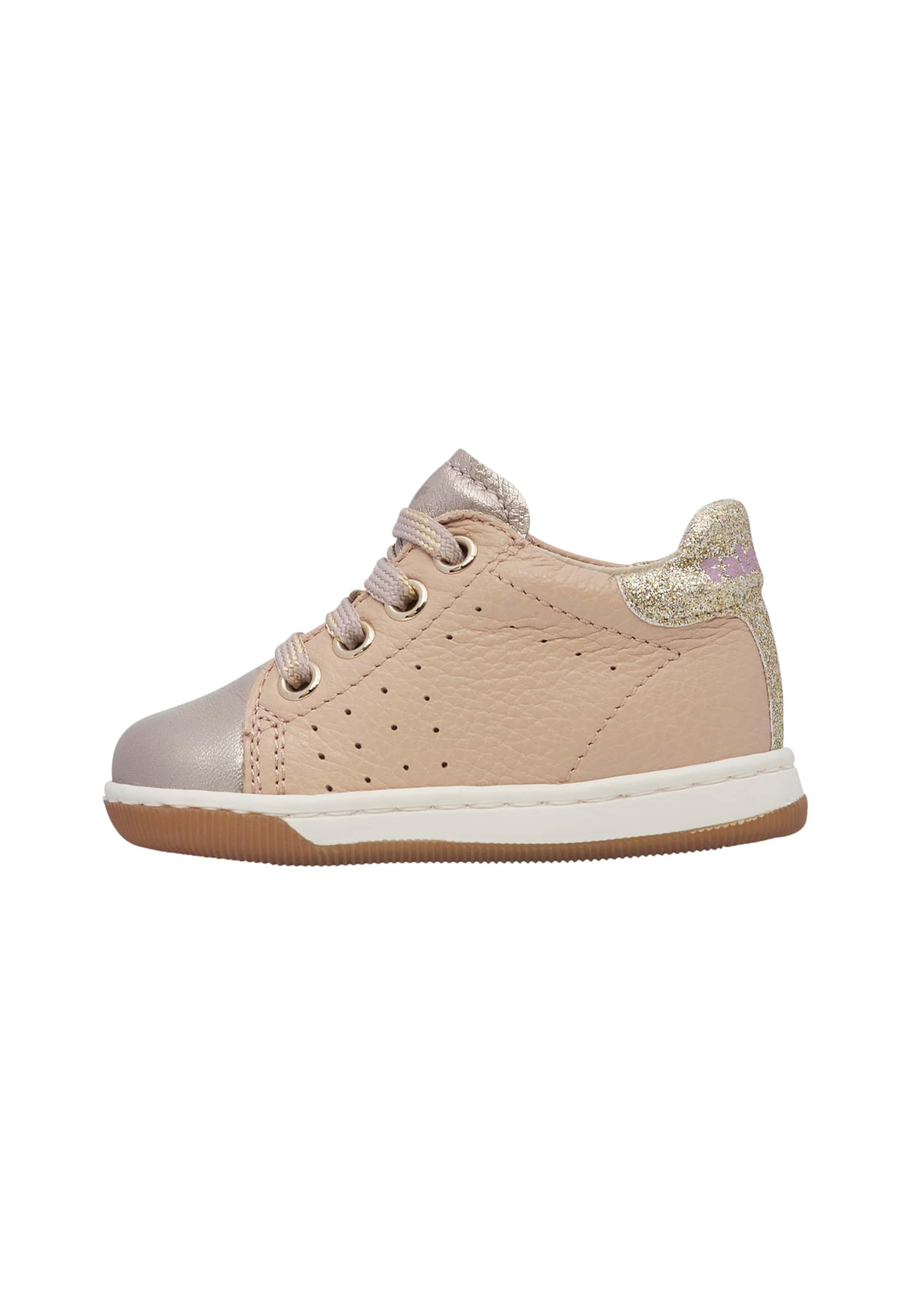 Falcotto Leather and Glitter Sneakers, Powder Pink, 2.5 UK Child