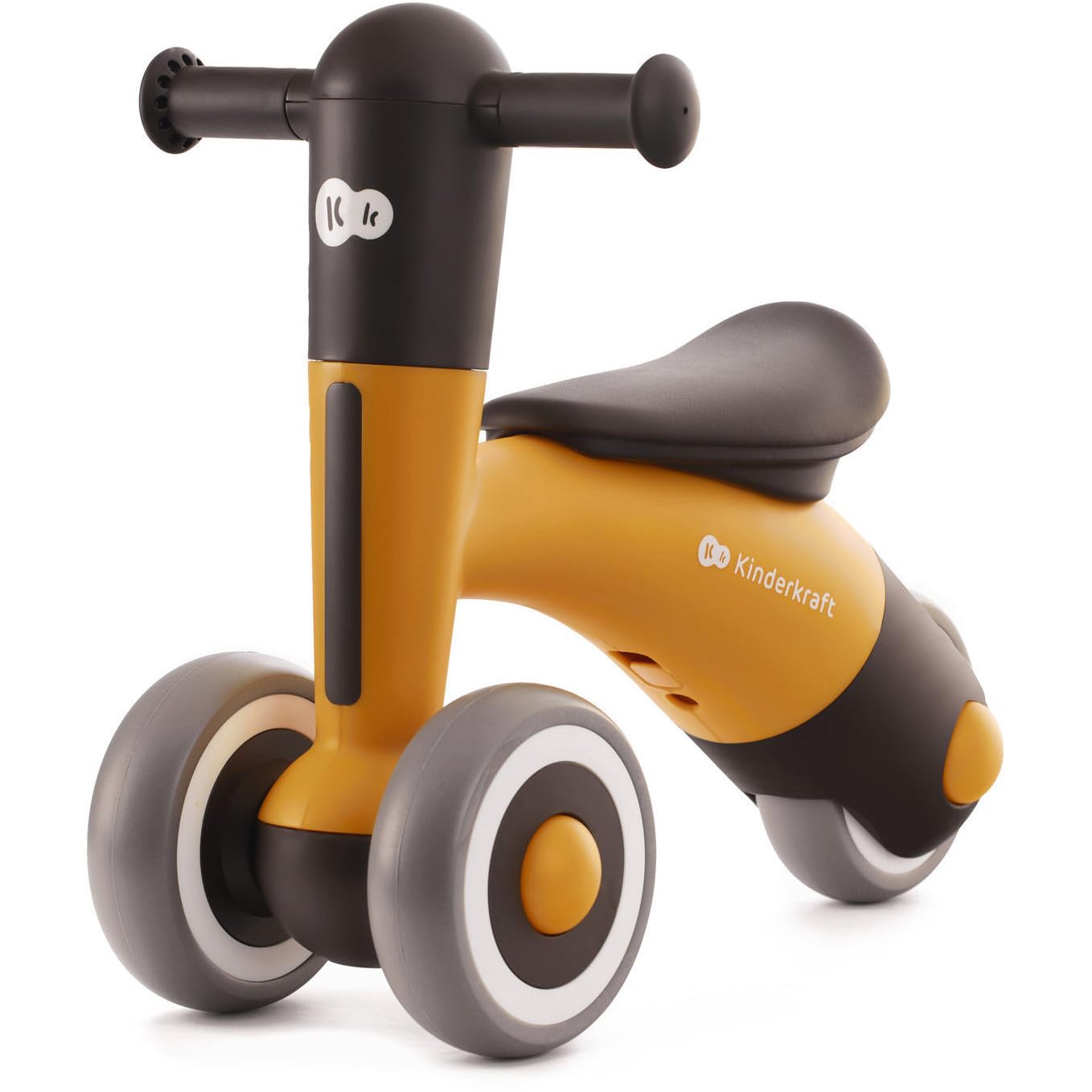 Kinderkraft MINIBI Dziecięcy rowerek biegowy bez pedałów, Mini rowerek pchacz trójkołowiec od 1 roku życia, Regulowana wysokość siedzisk, Bardzo lekki - 2,1 kg, Nowoczesny design, Żółty