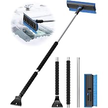helloleiboo 2025 Extra Long 55.7" Ice Scrapers for Car Windshield Multi-Functional Detachable Car Ice Scraper with Foam Grip and 270&deg; Pivoting Brush Head Snow Brush for SUV Truck Auto (Blue)