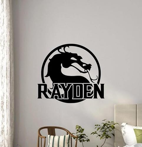 Miniatura 2 de Calcomanía de vinilo personalizada de Dragon MK logotipo de dragón calcomanías MK nombre personalizado arte de pared de jugadores decoración de