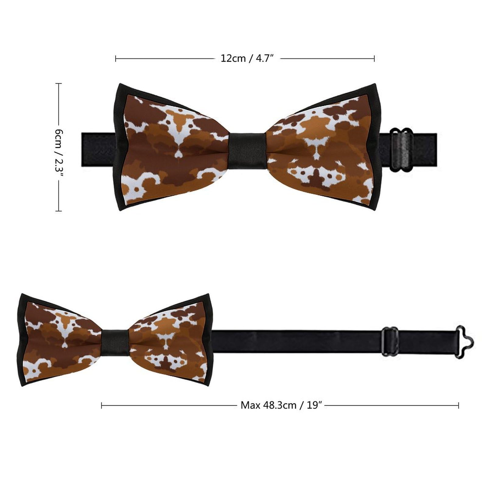 GoasNei Cowhide Pattern Bow Tie for Men Adjustable Necktie Funny Tie Neck Ties for Weddings Party