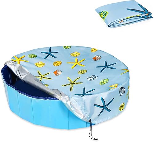 Miniatura 9 de Cubierta redonda de piscina de 32 pulgadas, plegable para niños, cubierta solar para piscina de perros, bañera de niños, cubierta de seguridad
