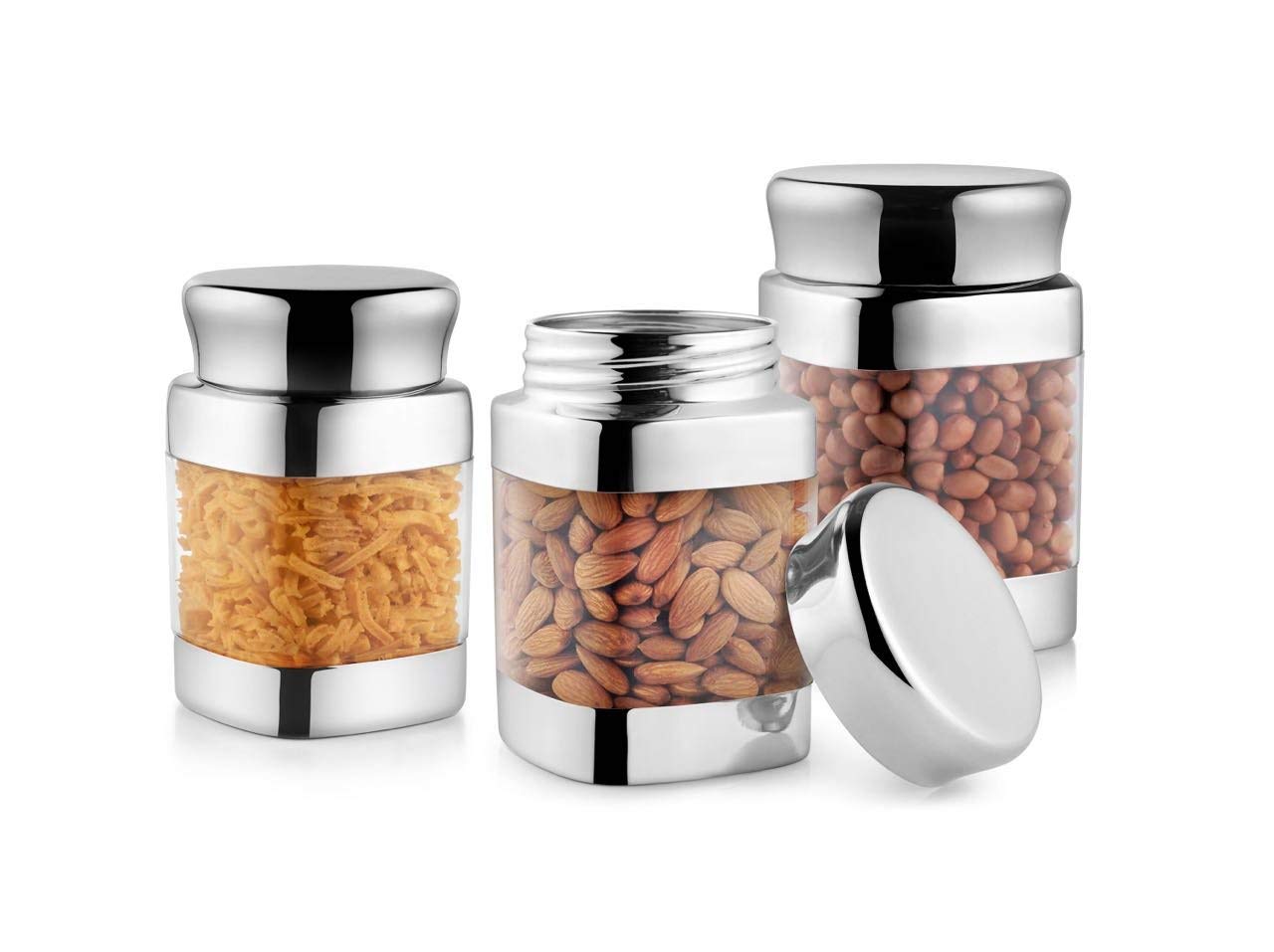 JVL Stainless Steel Jar Container 500 ml, 3 Pieces, Steel Amazon.in