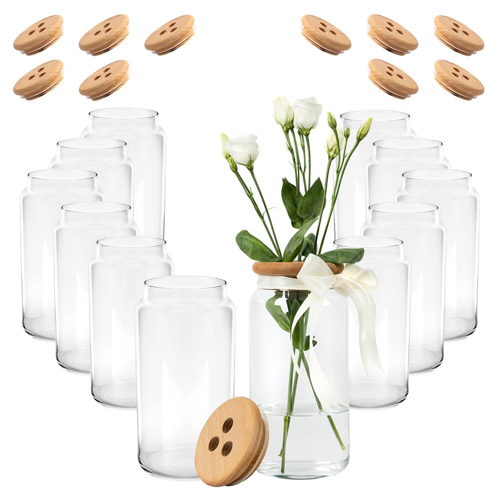 12x Steckvasen - große Wirkung mit wenig Blumen, Tischvasen | Hochzeitsdeko Set mit Blumenvase und Glasvasen für Tischdeko, Event und Feier - sparsam im Blumenverbrauch