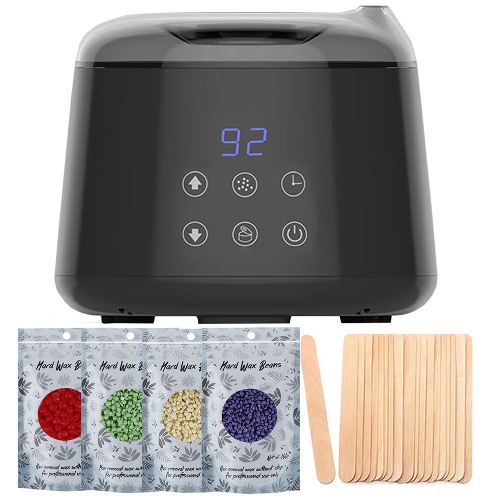DMG TECH Wax Warmer Kit for Hair Removal - Professional Machine With 4 Packs Hard Wax Beads - Removes All Hair Types From Legs, Face, Armpit, Bikini, Brazilian