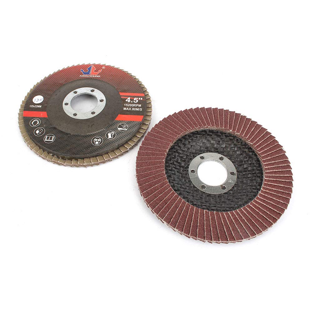 10 discos de lijado de óxido de 11,4 cm, grano 60/120 para amoladora angular de madera, metal pulido, tipo 27