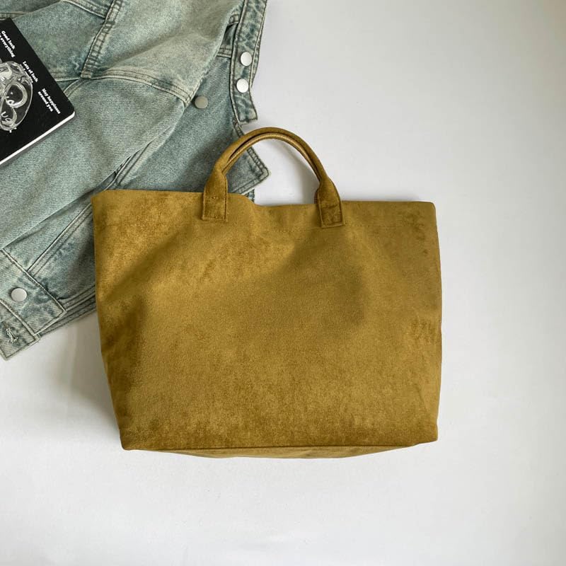 Suede Tote Bag for Women Large Soft Tote Bag for Work Travel Letter Print Hobo Bag Fashion Handbag - Image 7