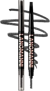 LANGMANNI Dual-Ended Eyebrow Pencil & Spoolie Brush - Ultra-Fine Tip for Natural Hair-Like Strokes & Groomed Brows, Black #03