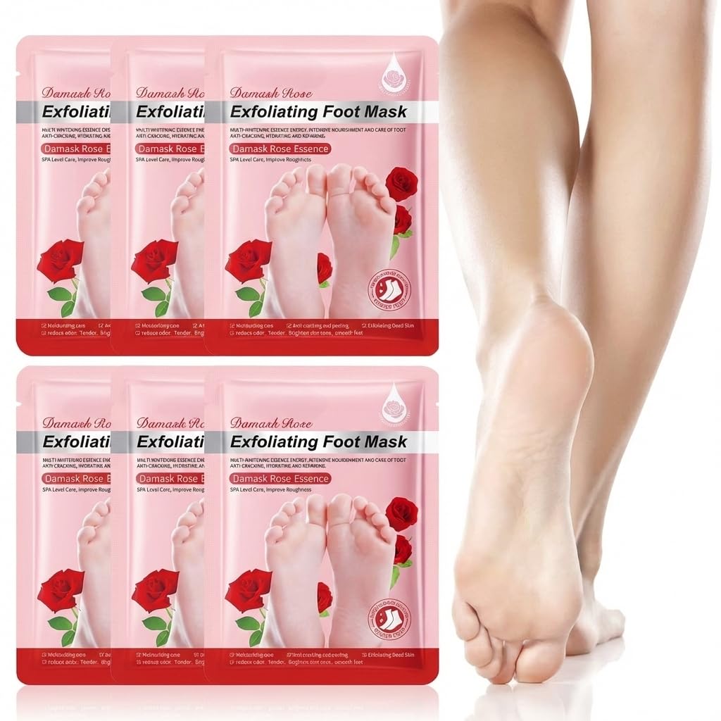 Goat Milk Foot Peel Mask (6 Pack), Exfoliating Foot Mask for Dry Cracked Feet, Dead Skin Callus Remover, Foot Exfoliator for Baby Soft Feet (Goat Milk)