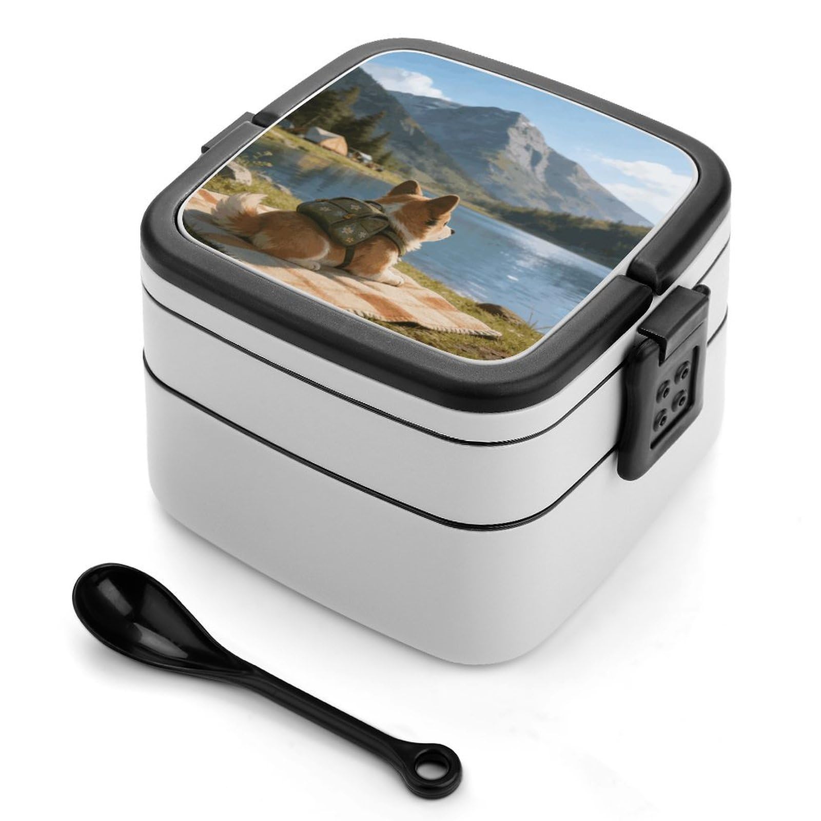 LZQPOEAS - Portable Leakproof Lunch Box 1000ml Large Insulated Lunch Box for Adults 2 Layer Stackable Lunch Box for Work Gym Outdoor