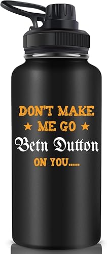 Equoza Don't Make Me Go Beth Dutton Merchandise - Botella de agua de 32 onzas con tapa, boca ancha aislada al vacío, taza térmica de acero
