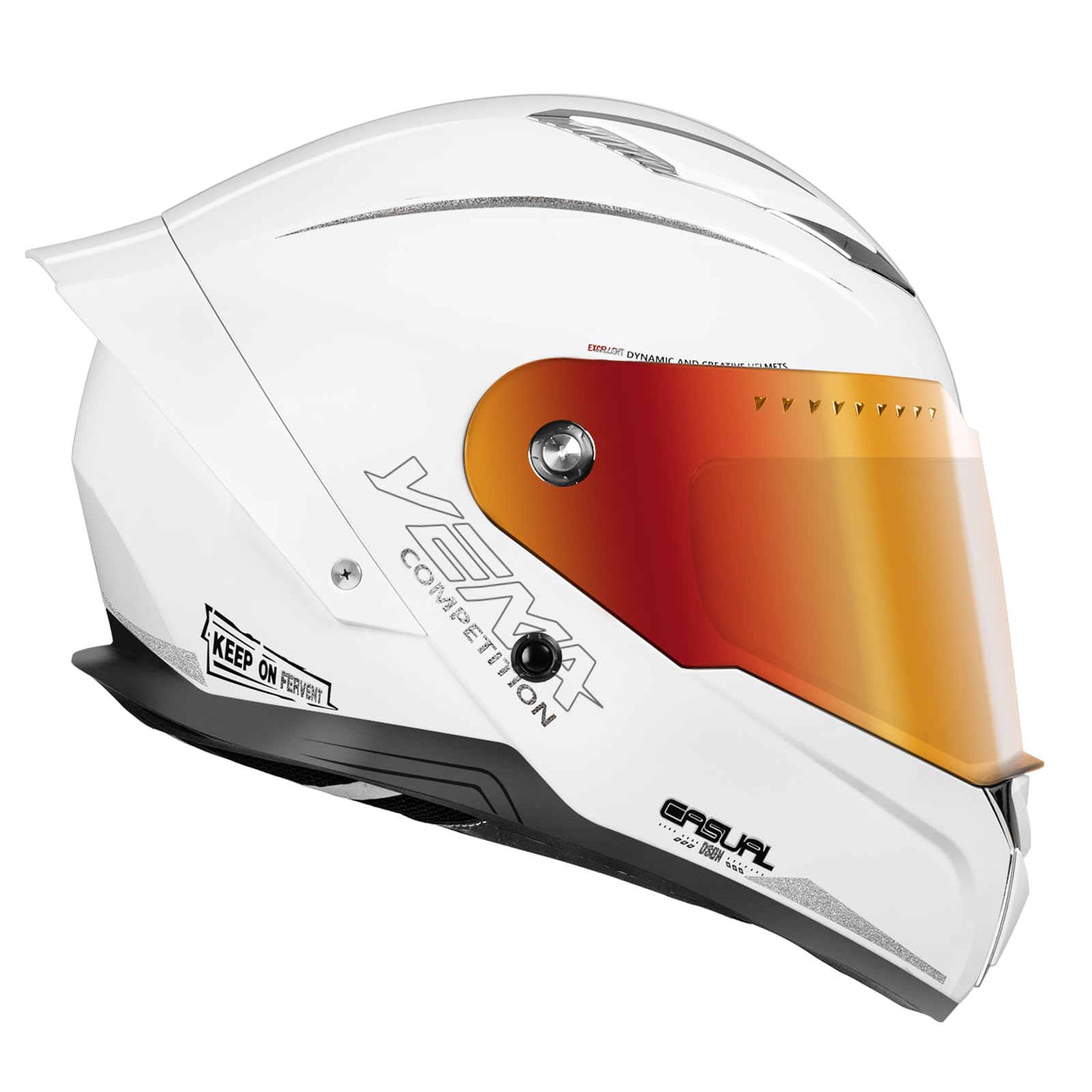 YEMA Casco da moto integrale per adulti, Casco unisex per ciclomotori e moto da strada con prese d'aria regolabili - Leggero e confortevole per scooter, cruiser YM-850