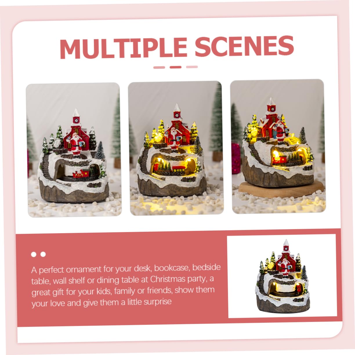 PRETYZOOM Led Beleuchtetes Haus Mit Musik Und Zugbewegung Resin Miniatur Weihnachtsdeko Figurine Für Weihnachtsfeier Und Geschenke Kompakt Und Stimmungsvolle Tischdekoration
