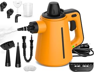 Dampfreiniger, Steam Cleaner mit 10 Aufsätzen, 3,5 Bar Dampfdruck 380ML 1050 W Handdampfreiniger für Fliesenfugen, Polstermöbel und Autopflege, Dampfkraft entfernt Schmutz und Fett - Amazon product rated Grade A
