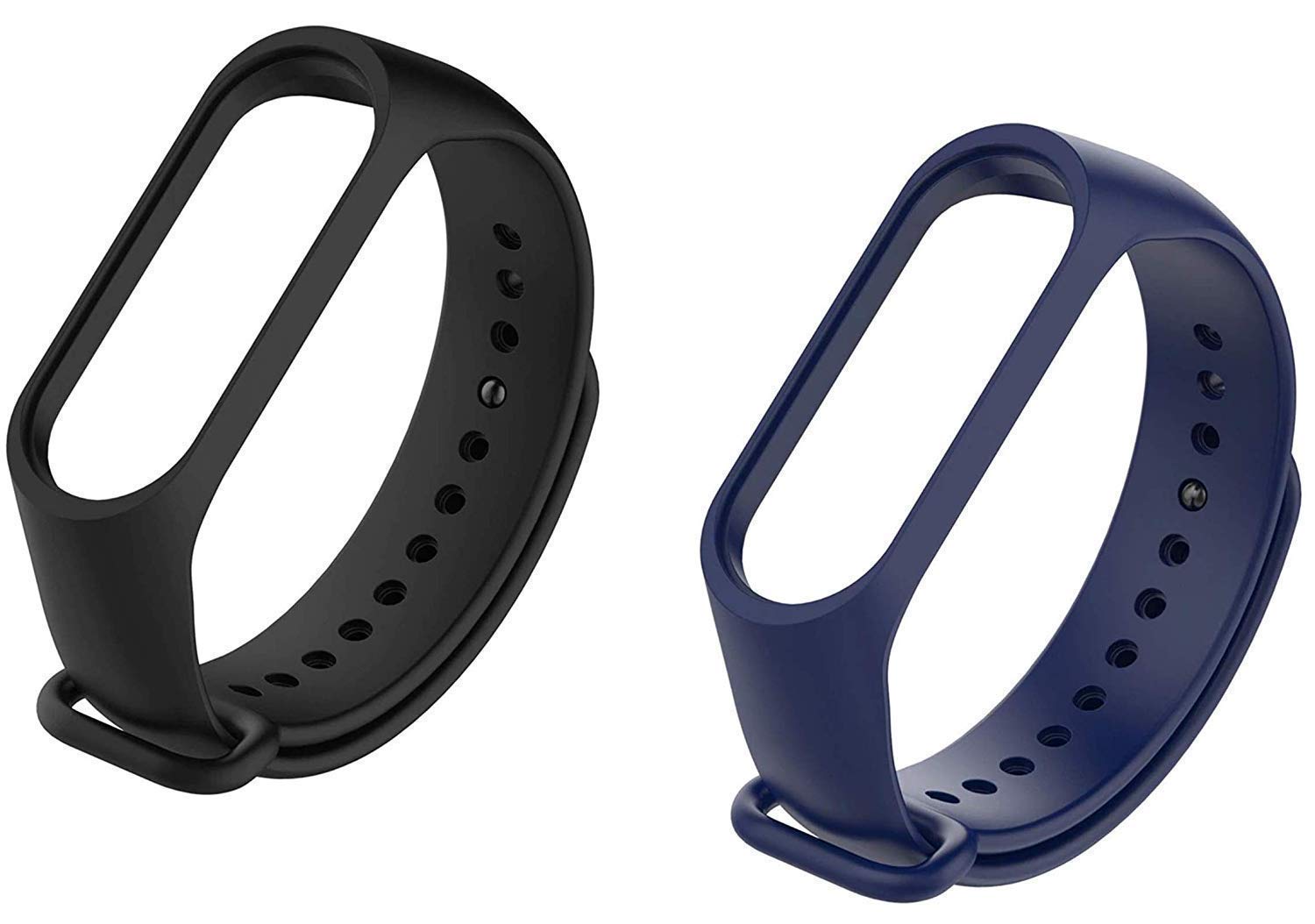 TKM Premium Soft Silicone Mi Band 4 Strap Waterproof Replacement Wristband Strap Fashion Accessory Compatible for Xiaomi Mi Band 4 and Mi Band 3 (Tracker NOT Included) (Black+Midnight Blue)