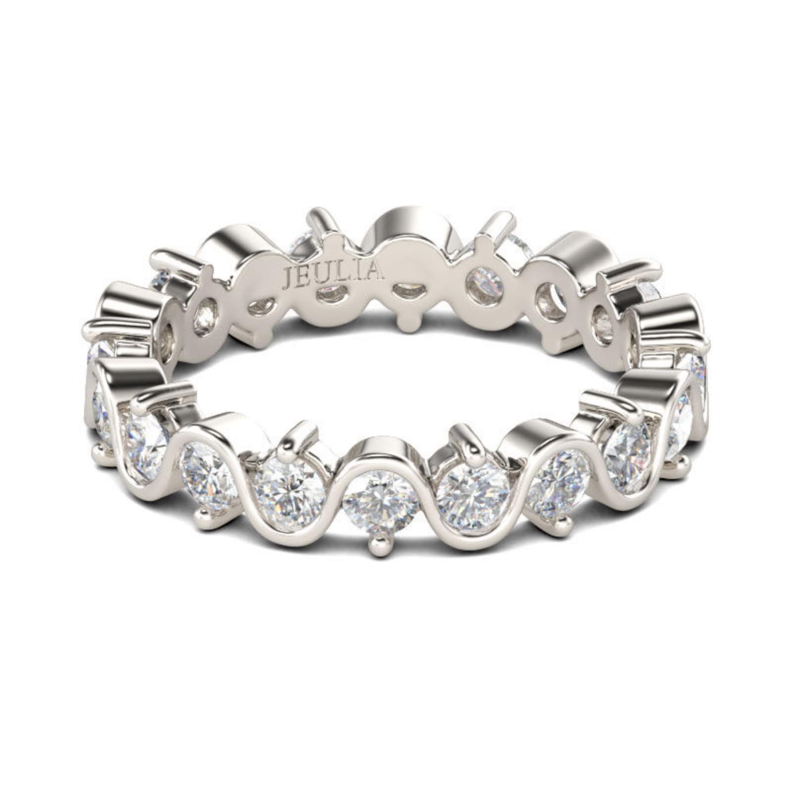 Jeulia Sterling-Silber-Verlobungsringband: Rundschliff-Zirkonia-Verlobungsringe für Damen, Jahrestag, Unendlichkeitsschmuck, Geschenkbox