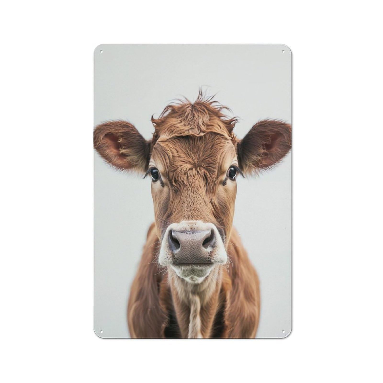 Junmoney Style-4 Retro-Style Tin Sign 30X20cm Featuring Cow Face For Hallway Wall, For Garage, Workshop And Man Cave Decoration