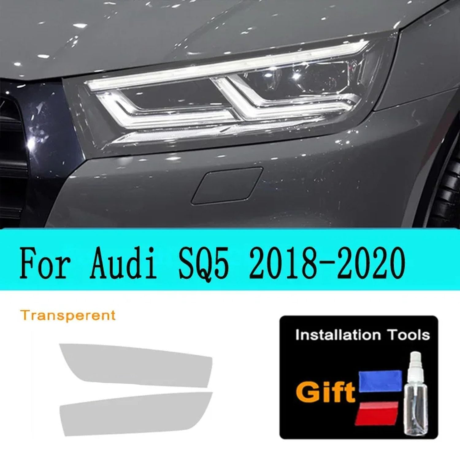 Für Audi Q5 SQ5 Quattro Facelift 2021 2022 Auto Scheinwerfer Schutz Folie TPU Scheinwerfer Film Anti Scratch Auto-Styling Aufkleber,transparent