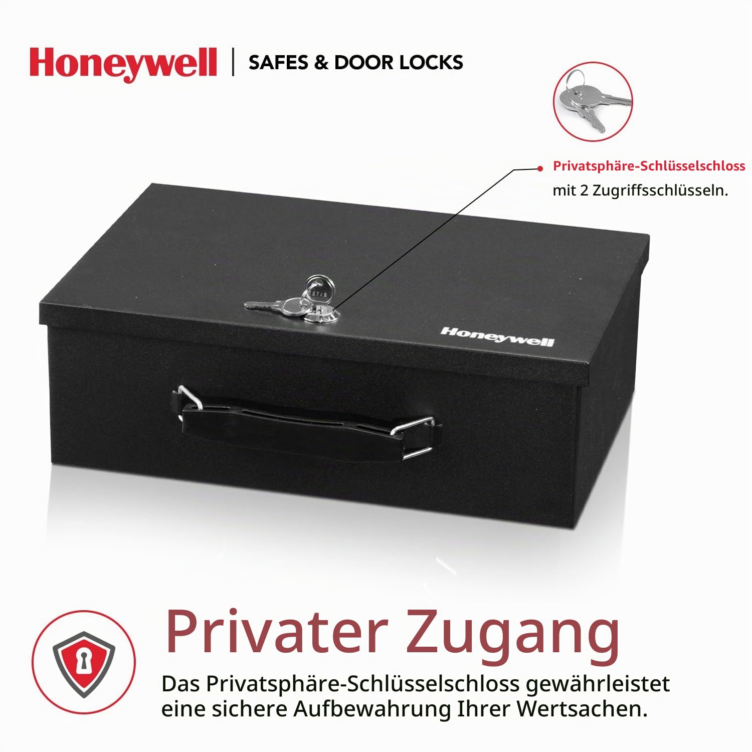 Honeywell 6104 Tresor Feuerhemmender Minisafe Dokumentenkassette, 5 L mit Schlüsselschloss