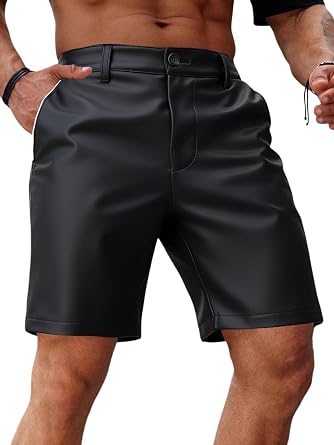 Men Stylish Y2k Motorcycle Biker Faux Leather PU Shorts